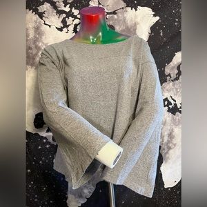 A new day XL gray 3/4 bell sleeve button back top warm soft EUC